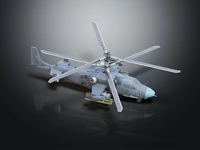 Military Helicopter With Main Rotors Mounted Weapons And Dark Colored Fuselage 3d model