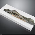 Ancient Architectural Model Display With Stone Steps And Ruin Structure On White Base