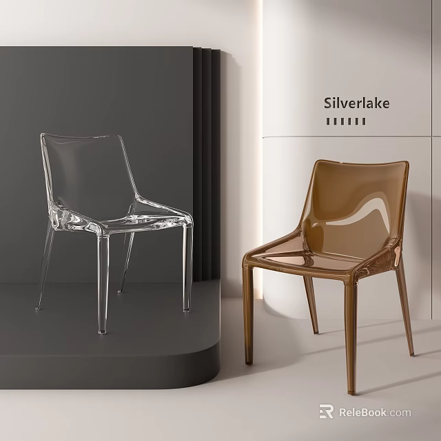 Silverlake Modern Transparent And Brown Dining Chairs For Interior Display Design 3d model