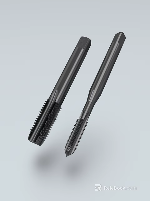 Black Coated HSS Thread Taps As Essential Hardware Tools For Metalworking 3d model 