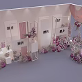 Stylish Photo Spot Setup With Pink Purple Flowers And White Backdrop Decorations