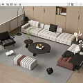 Modern Living Room Sofa And Coffee Table Set With Rug Black Chair And Floor Lamp