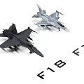 Detailed F18 and F16 Fighter Jet Models Showcased on White Surface