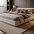 New Chinese Double Bed Fabric Double Bed 3d model