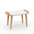 Modern Minimalist Stool With Wooden Legs Upholstered Seat And Armrests