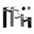 Stylish Modern Black and Silver Faucets Featuring Sleek Design and Decorative Balls
