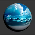 Cartoon Style Blue Toned Landscape With Rolling Sand Dunes And Cloudy Sky