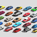 Colorful Collection of Various Classic and Modern Cars in Different Styles