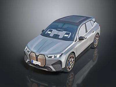Electric SUV With Modern Design Panoramic Sunroof Distinctive Wheels Front Grille And Sporty Style 3d model