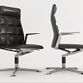 Modern Black Leather Office Chair With Padded Backrest And Metal Base