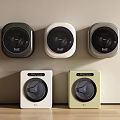 Modern Wall Mounted Washing Machines In Various Colors And Styles Arranged On Wall And Countertop