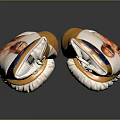 Boxing Gloves in White and Gold with a Boxer Print Design for Sports