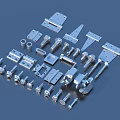 Assorted Metal Hardware Components Including Hinges Screws Bolts And Brackets 3d model