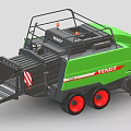 Fendt Green Agricultural Baler Machine with Ladder Platform and Red Wheels for Efficient Hay Baling
