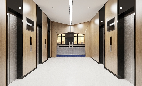 modern elevator hall 3d model