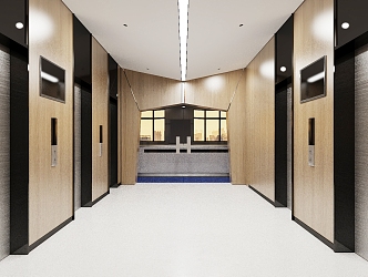 modern elevator hall 3d model