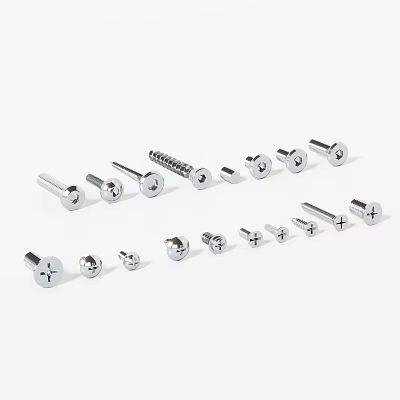 Assorted Hardware Tools Including Metal Screws and Bolts for Various Applications 3d model