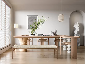 Quiet restaurant table and chair combination 3d model