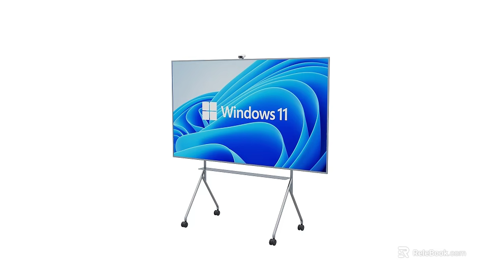 Smart Machine Interactive Display Screen Featuring Windows 11 Interface And Mobile Stand With Wheels 3d model 