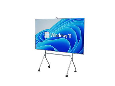 Smart Machine Interactive Display Screen Featuring Windows 11 Interface And Mobile Stand With Wheels 3d model