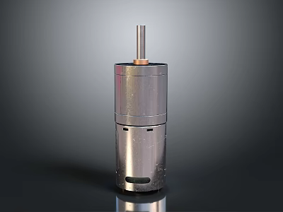 Silver Metallic Cylindrical Equipment With Top Shaft And Smooth Surface Design 3d model