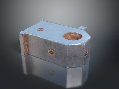 Sturdy Metal Hardware Tool with Screw Holes and Silver Surface Finish 3d model