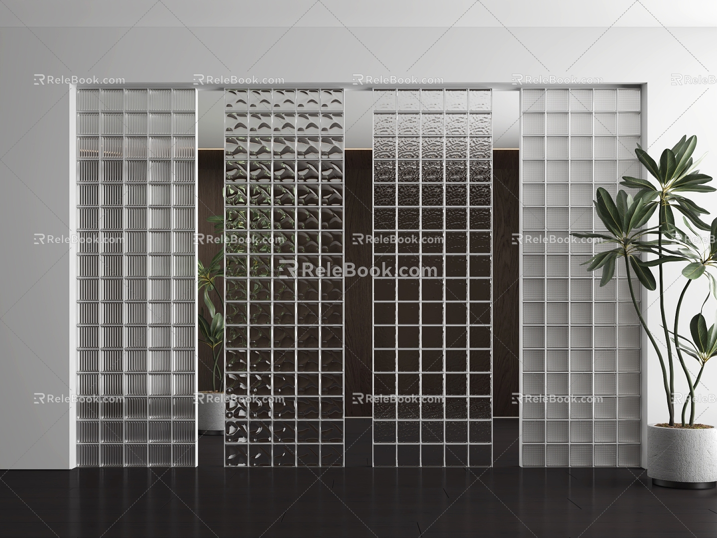 Glass brick porch partition 3d model