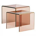 Transparent Modern Light Brown Acrylic Side Tables Stacked With Minimalist Design