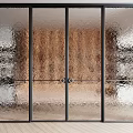 Modern Interior Textured Glass Sliding Doors With Black Metal Frames And Design