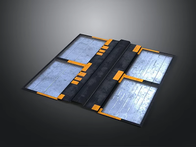Modular Floor Tiles With Gray Black Panels And Orange Connectors Design 3d model