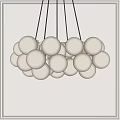 Modern Minimalist Chandelier With Multiple White Spherical Bulbs Hanging From Ceiling 3d model
