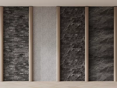 Modern Background Wall Design With Various Natural Stone Textures And Panel Styles 3d model