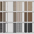 Various Modern Folding Doors with Different Materials and Designs on 3d model