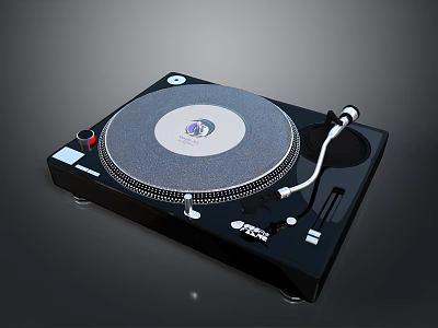 Modern Black Vinyl Turntable With Silver Platter And Tonearm For Music 3d model