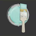 Silver Paint Can With Dripping Teal Paint And Wooden Handle Brush