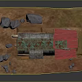 Oil Tank Converted Building Model With Red Roof Stones And Workshop Sign