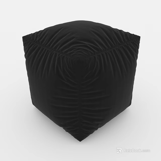 Black Pleated Ottoman with Soft Fabric for Modern Living Room Decor 3d model 