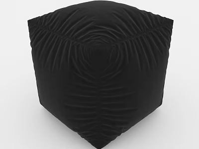 Black Pleated Ottoman with Soft Fabric for Modern Living Room Decor 3d model