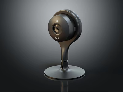 Projection Surveillance Camera Modern Circular Design with Stable Black Base Stand 3d model