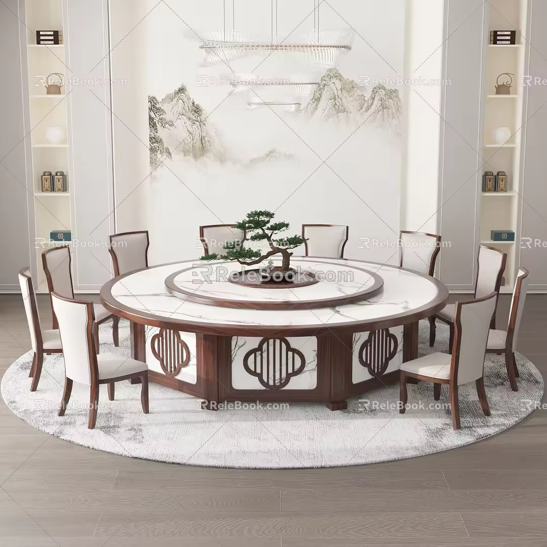 New Chinese Round Dining Table 3d model