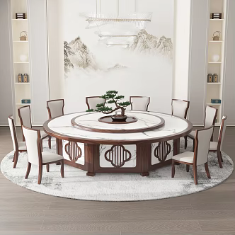 New Chinese Round Dining Table 3d model
