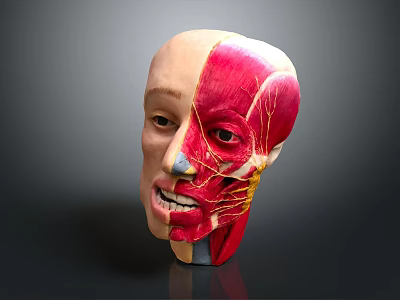High Quality Medical Device Human Head Anatomical Model for Medical Education with Detailed Muscle Structure 3d model