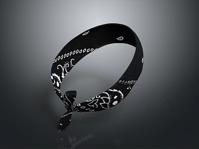 Stylish Woman Wearing Black Headscarf With White Patterns And Decorative Text 3d model