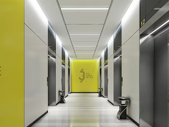 modern elevator hall office elevator hall 3d model