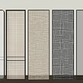 Wire-clamped glass partition 3d model