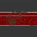 Red Metal Box With Cracked Surface Rusted Details And Metal Handle