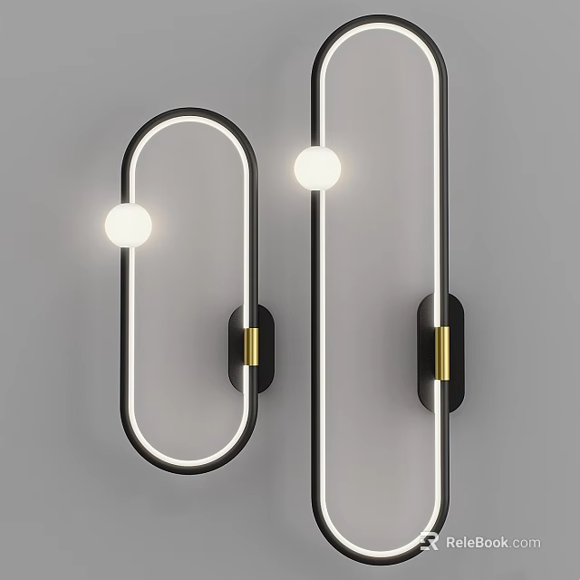 Sleek Modern Wall Lamps With Black Frame Gold Accents And Soft Lighting 3d model 
