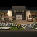 Traditional Chinese Courtyard Design With Rockery Small Bridge And Green Plants