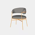 Pair of Modern Gray Accent Chairs With Gold Metal Frame And Upholstered Seats