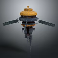 Spacecraft with Yellow Dome Black Body and Side Solar Panels for Orbital Cosmic Missions